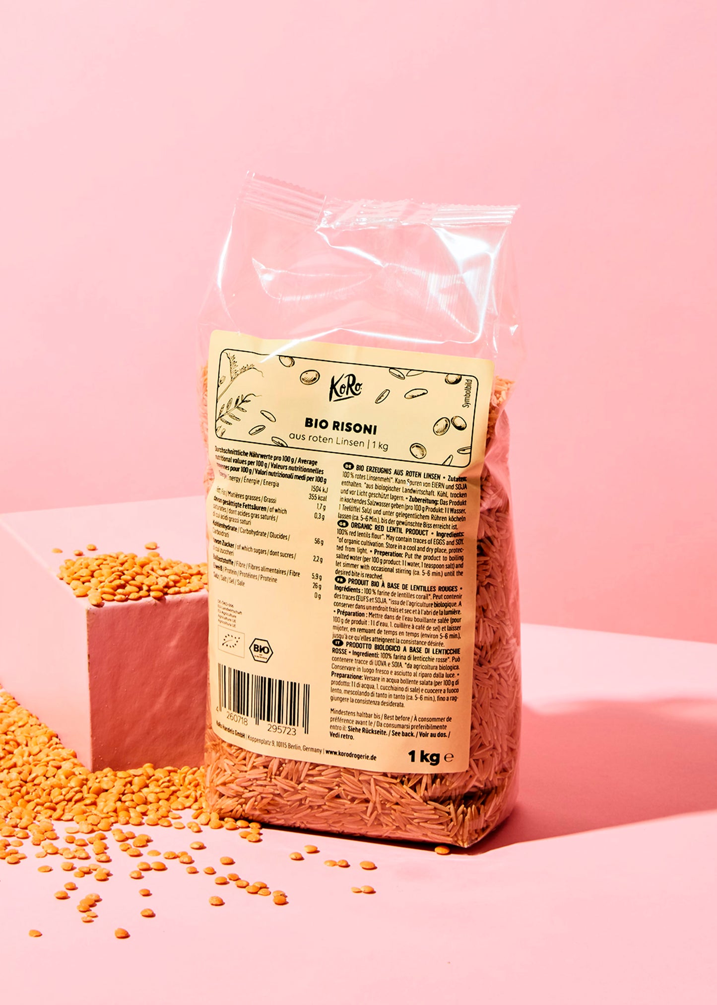 Organic lentil flour risoni