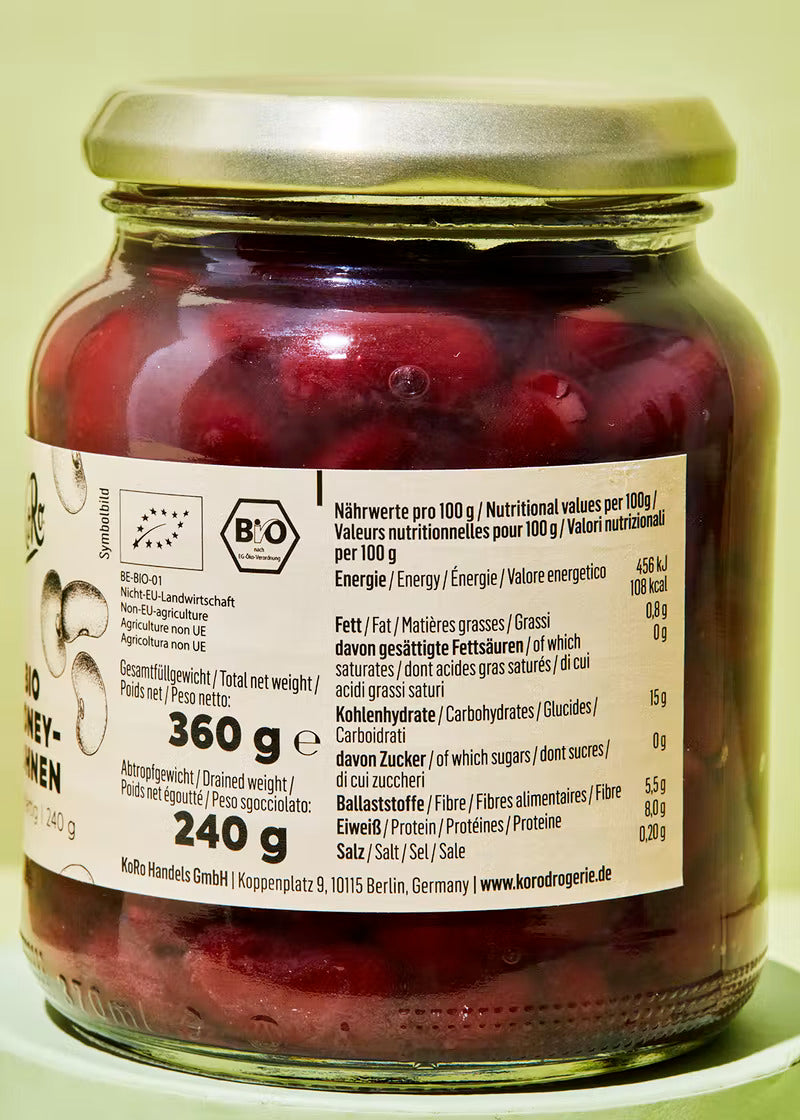 Organic Kidney Beans (in glass jar) 240 g