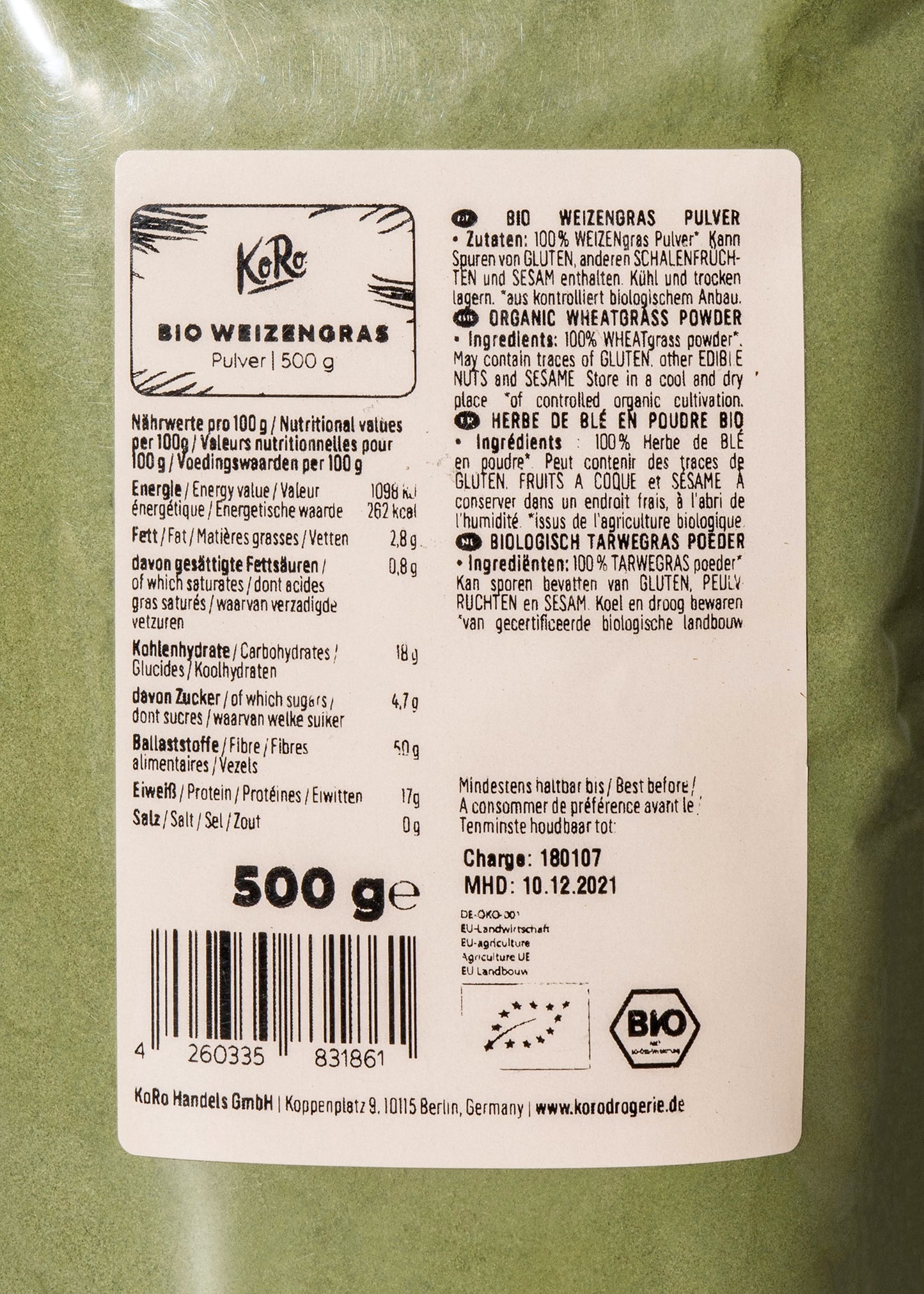 Organic Wheatgrass Powder 500g