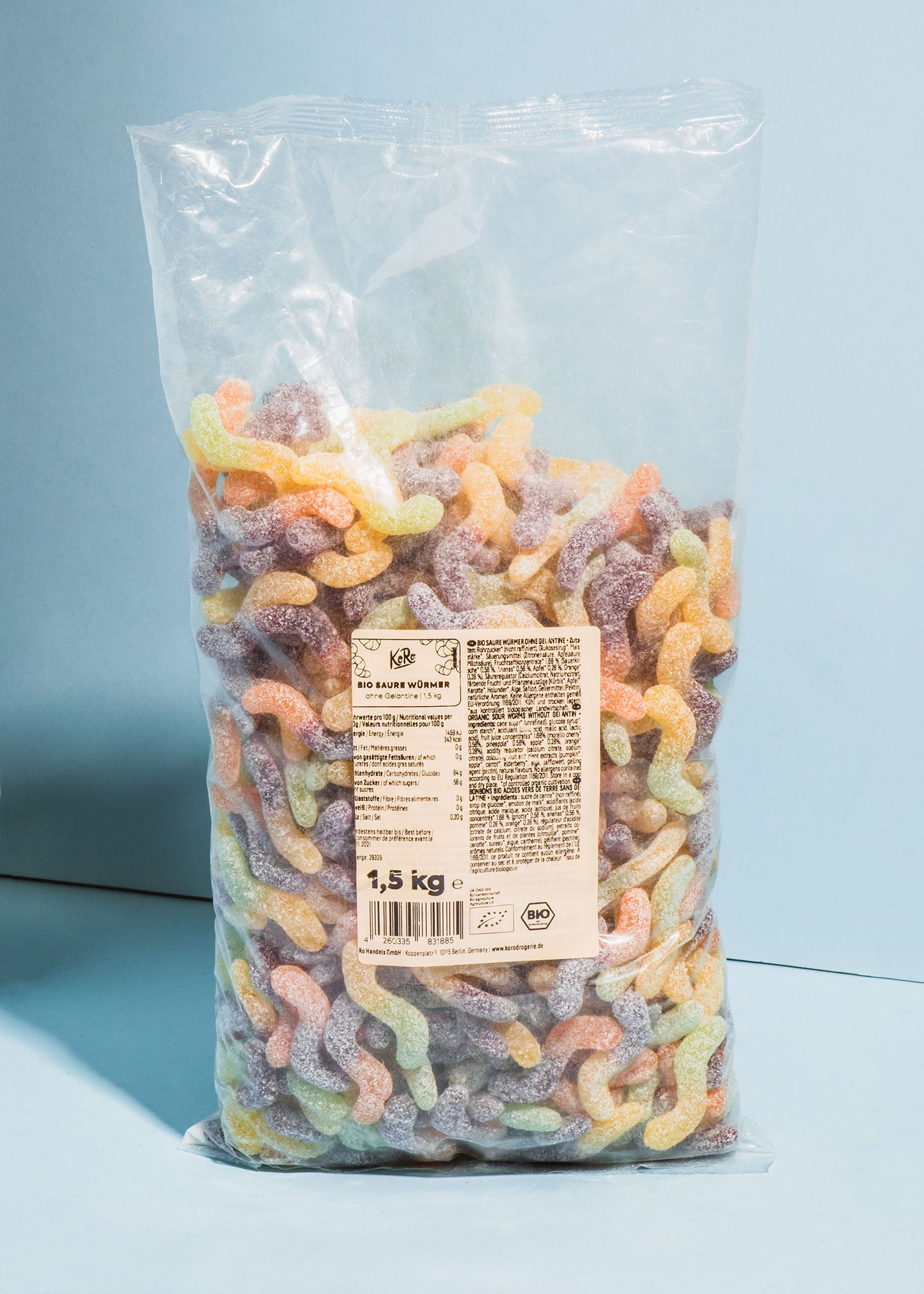 Organic Sour Worms without gelatine /100g