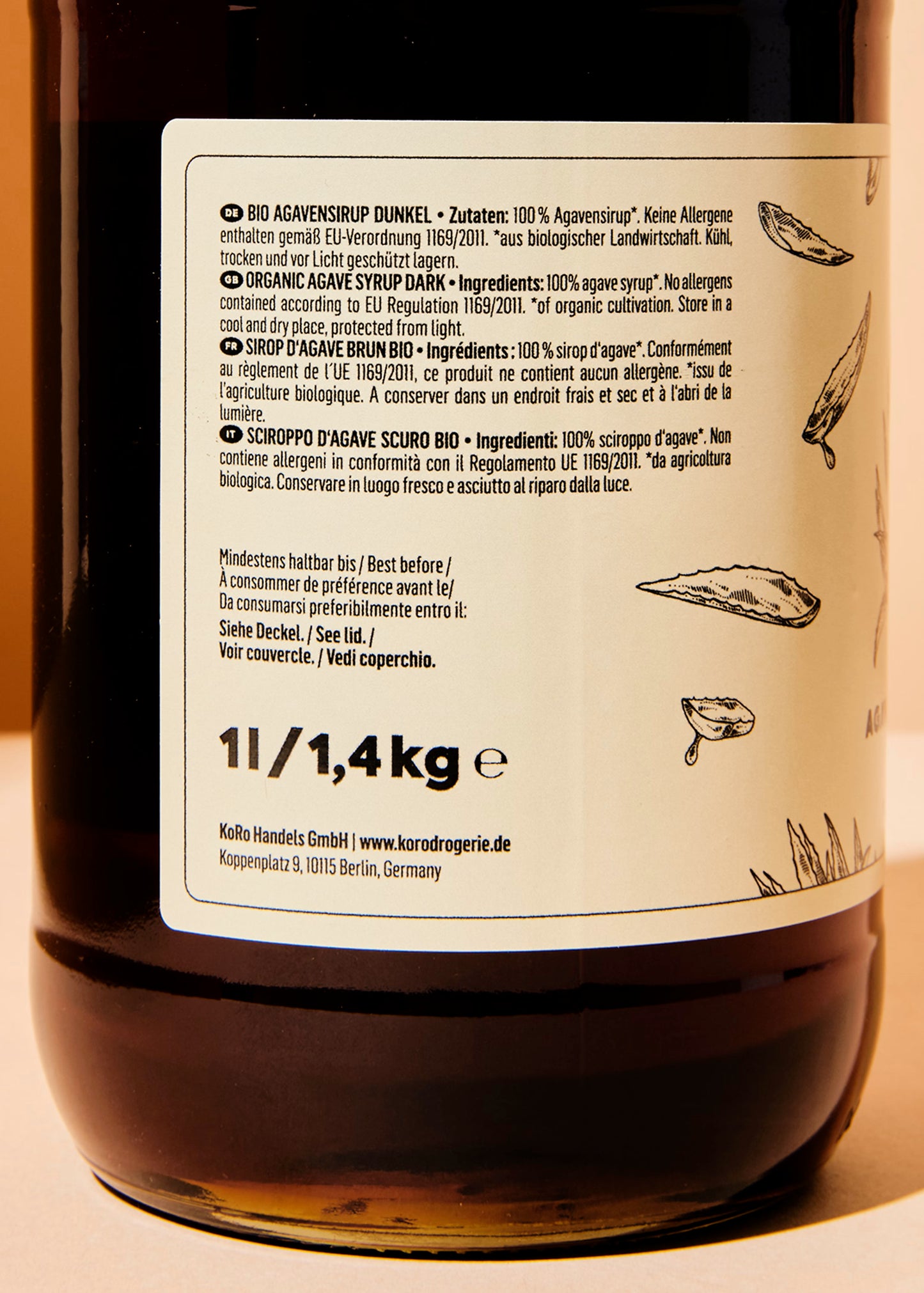 Dark Organic Agave Syrup 1L